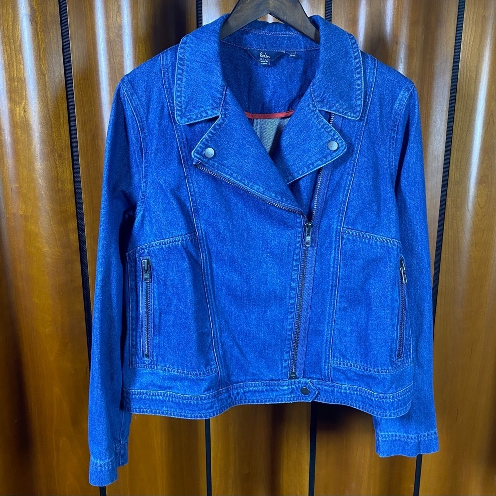 Boden Wren Biker Jacket - Denim - Size 14